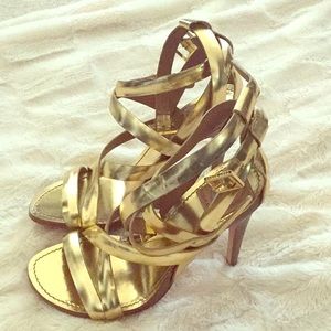Tory Burch 4” Gold Strappy Sandals